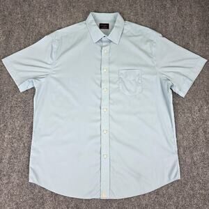 UNTUCKit Shirt Mens Large Light Blue Ricci Nylon Stretch Short Sleeve Button Up